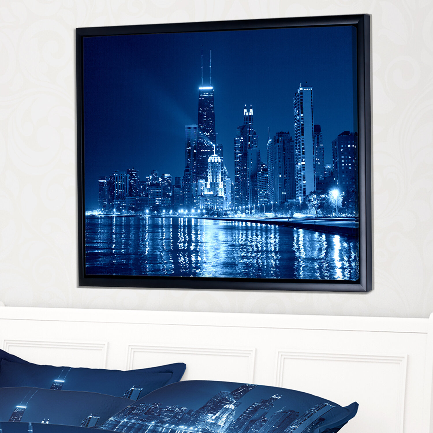 East Urban Home Cityscape Chicago Skyline Night - Photograph | Wayfair