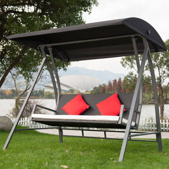 Andover Mills Marquette Glider Porch Swing With Stand Reviews Wayfair