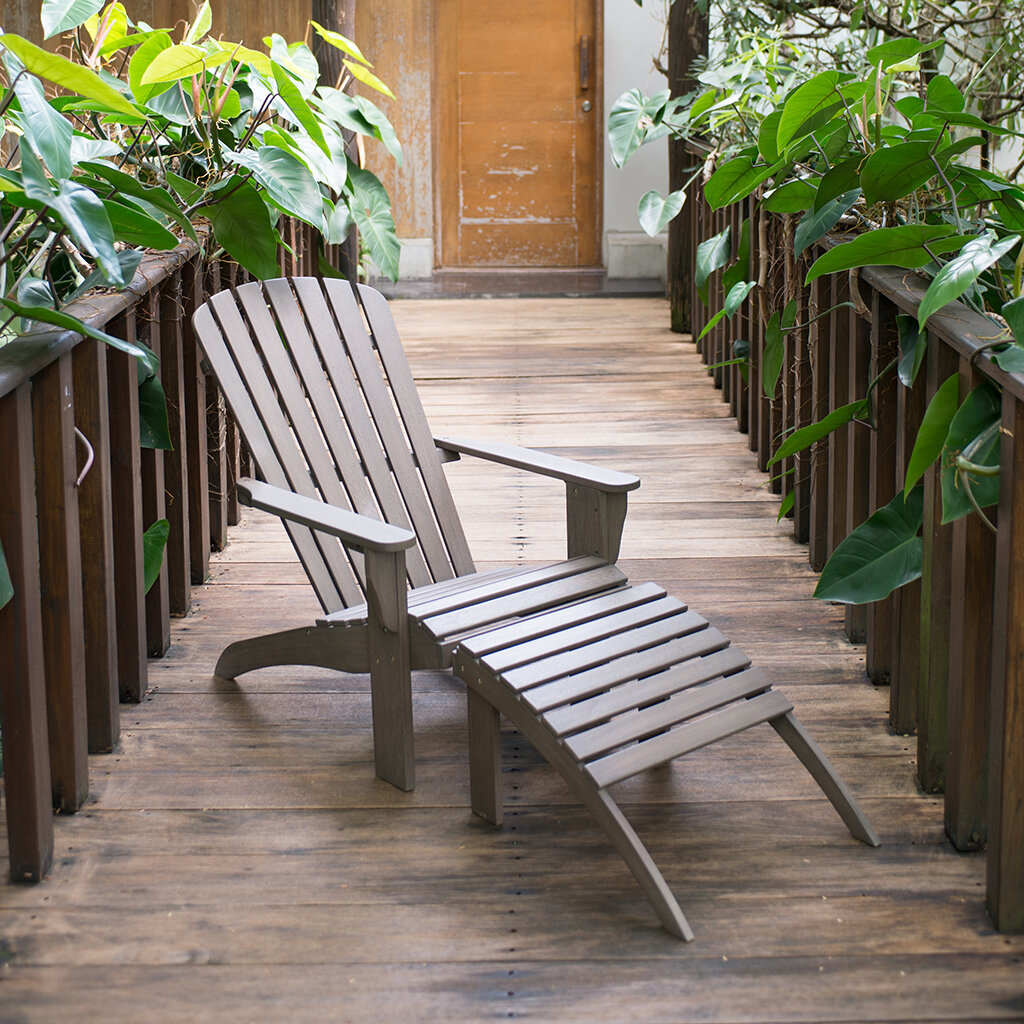 Windell Solid Wood Adirondack Chair With Ottoman