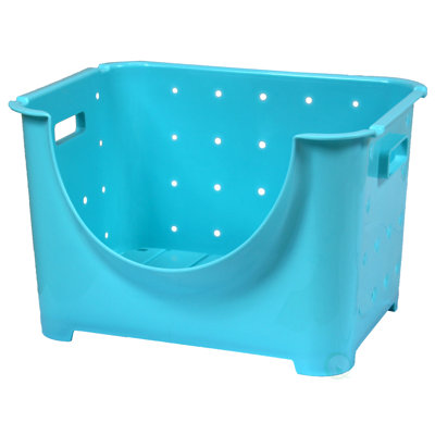 Stackable Plastic Storage Container Stacking Bins Basicwise Color: Blue