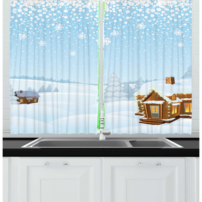 East Urban Home 2 Piece Log Cabin Illustration Of A Snowy Day In A