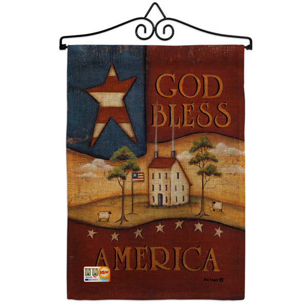 Breeze Decor God Bless America American Patriotic 2 Sided Burlap 19 X 13 In Garden Flag Wayfair