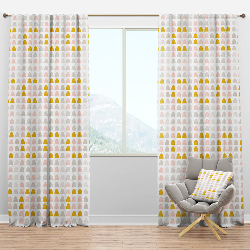 Designart Mid Century Circular Iii Geometric Semi Sheer Thermal Rod Pocket Curtain Panels Wayfair