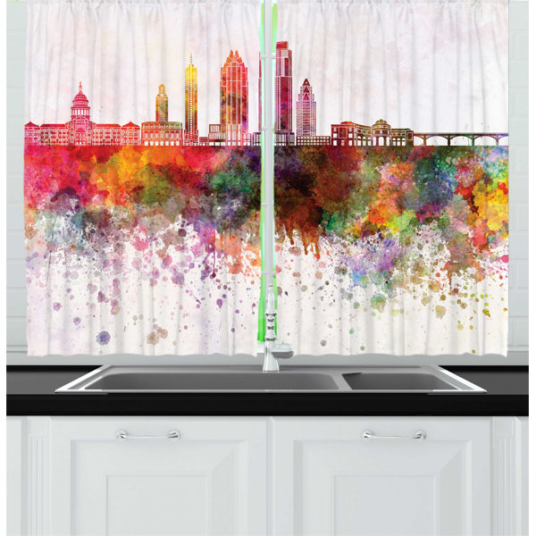 East Urban Home 2 Piece Austin Watercolor Style Pattern Of City