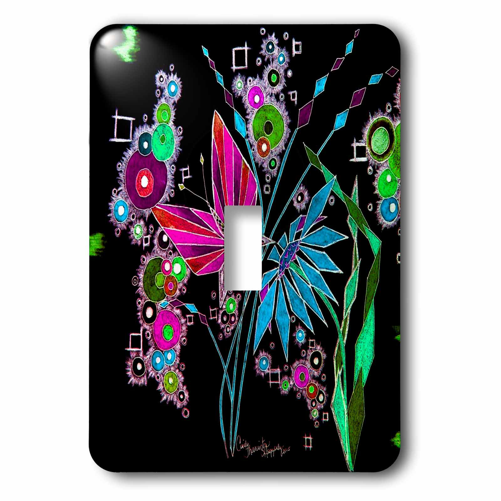 3dRose lsp_232797_1 Geometric drawing of butterflies and flowers in negative color Single Toggle Switch 3dRose lsp_232797_1 Geometric drawing of butterflies and flowers in negative color Single Toggle Switch
