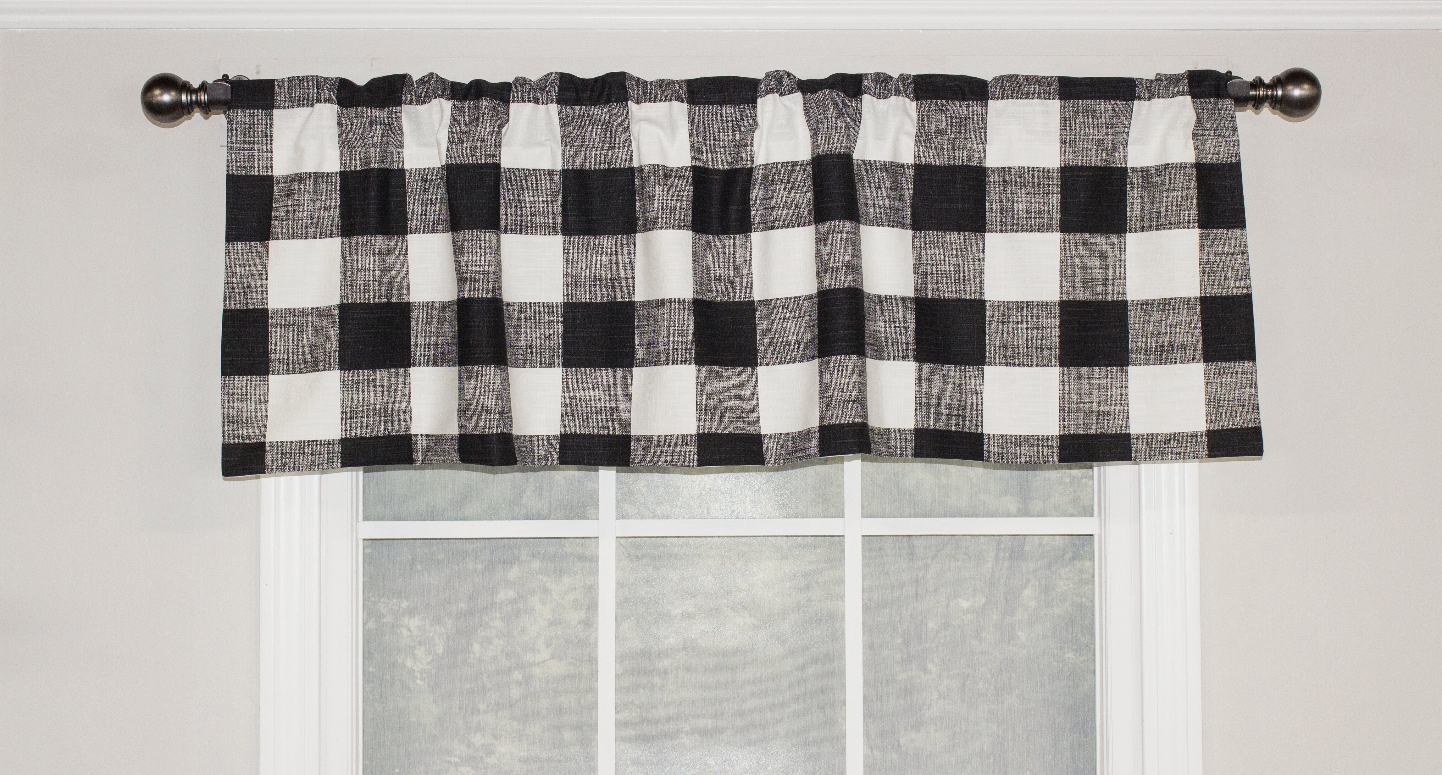 August Grove Halma Checkered Cotton Blend Tailored 50 Window Valance Reviews Wayfair