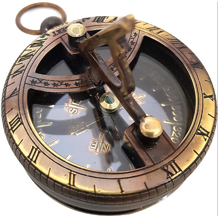 4" Brass Sundail Compass Antique Vintage Style Nautical Maritime Hiking @ 