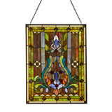 Fleur de Lis Tiffany Style Stained Glass Window Panel
