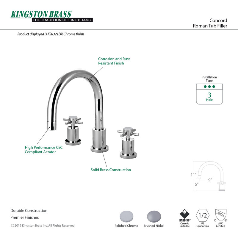 Kingston Brass Concord Two Handle Roman Tub Faucet Wayfair