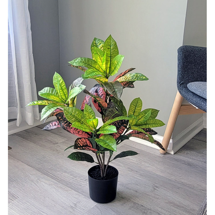 13" Artificial Croton Petra Plant Tropical Silk Flowers Patio Pool Party Decor 