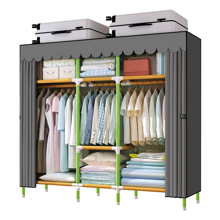 NEW Portable Closet Wardrobe Clothes Garment Rack Home Fabric Storage Heavy Duty 