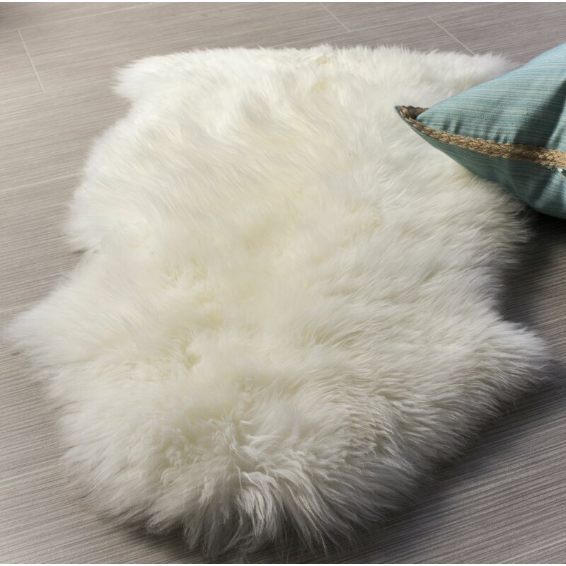 Burgett Handmade Sheepskin Ivory Area Rug