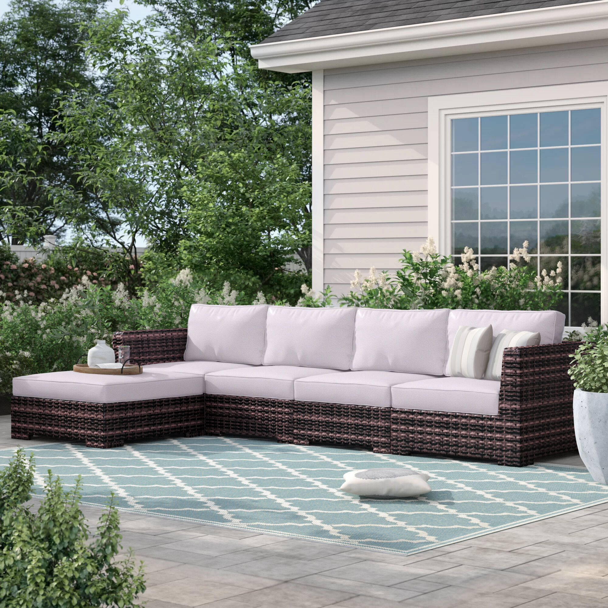 Sol 72 Outdoor Letona Resort Patio Sectional With Cushions Reviews Wayfair