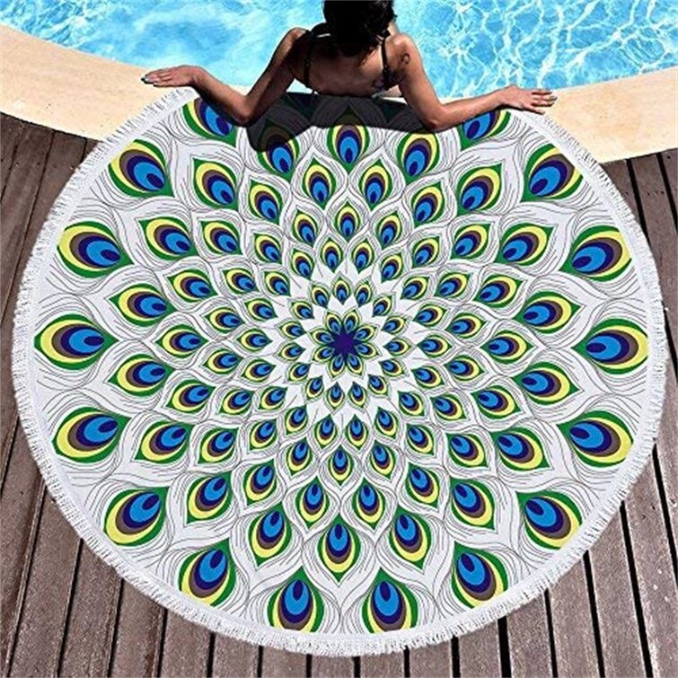 Thick Round Beach Towels Over Sized Ultra Softy Super Water Absorbent Tapestries 