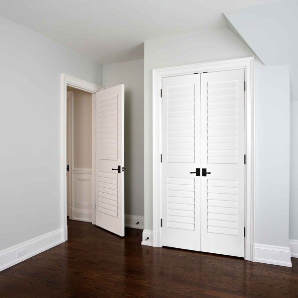 Trimlite Louvered Wood Primed Plantation Interior Shaker Prehung