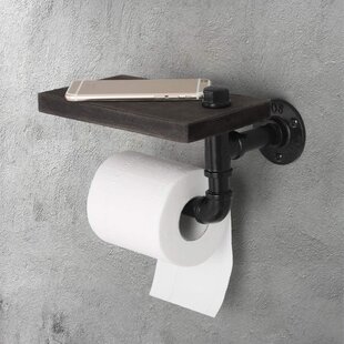 Wall Mounted Toilet Loo Roll Paper Holder Rubber Beech Wood Wooden Bathroom New 