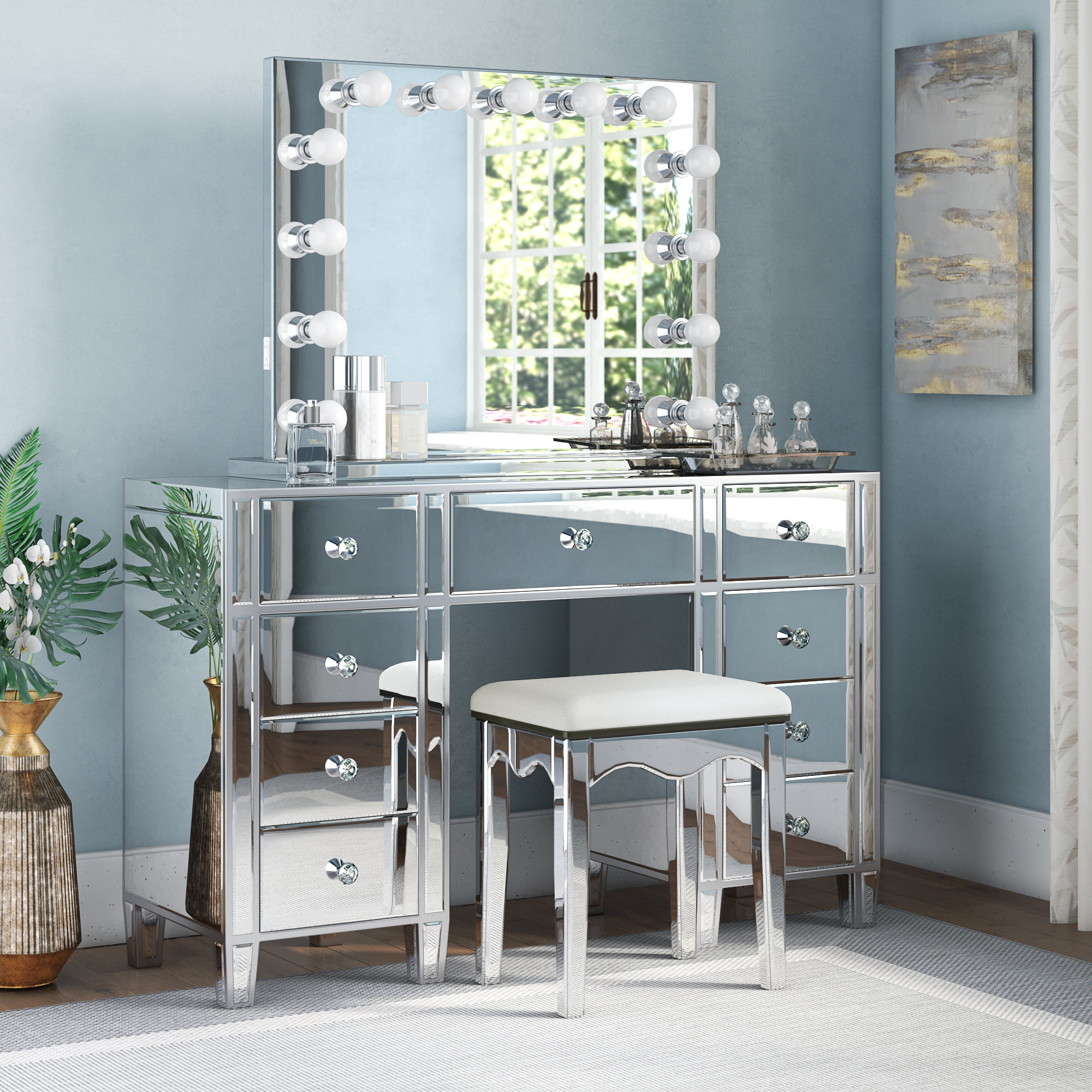 wayfair vanity table and chair