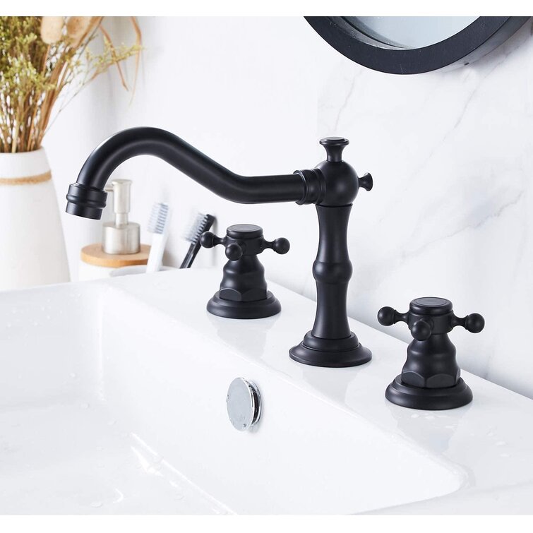 Oil Rubbed Bronze Wall Mounted Bathroom Basin Sink Mixer Faucet 2 Handles Taps