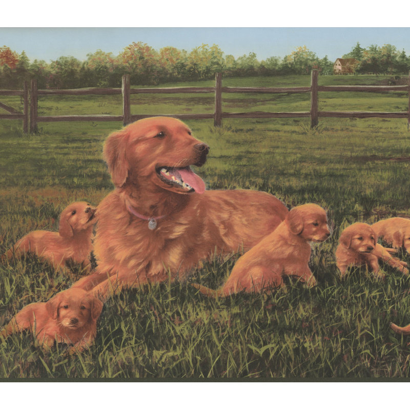 Darby Home Co Eloi Farm Dog Puppies In The Field Extra Wide 15 L