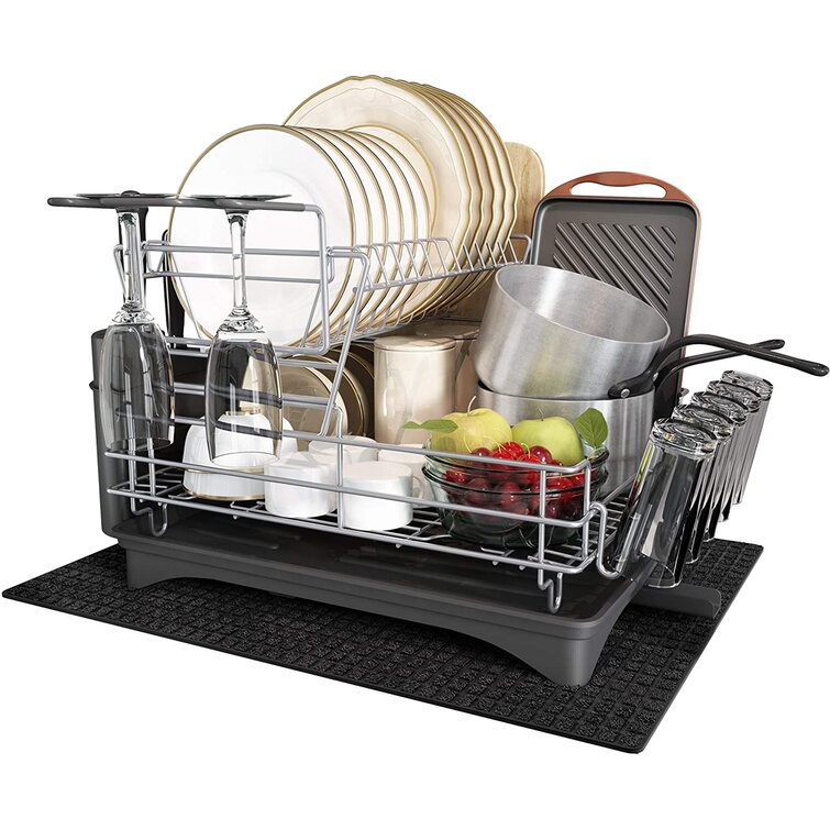1/2 Tier Dish Drainer Rack Kitchen Sink Cutlery Washing Draining Basket & Tray