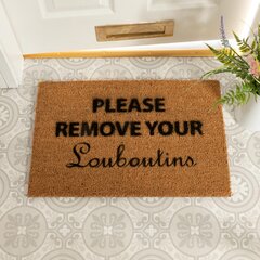 Please Remove Your Louboutins Doormat Stenciled Coir 70 x 40 Internal Brown Red 