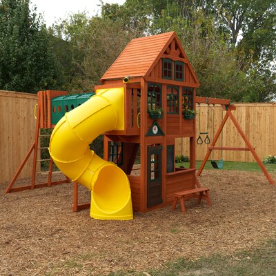 kidkraft windale wooden cedar swing set