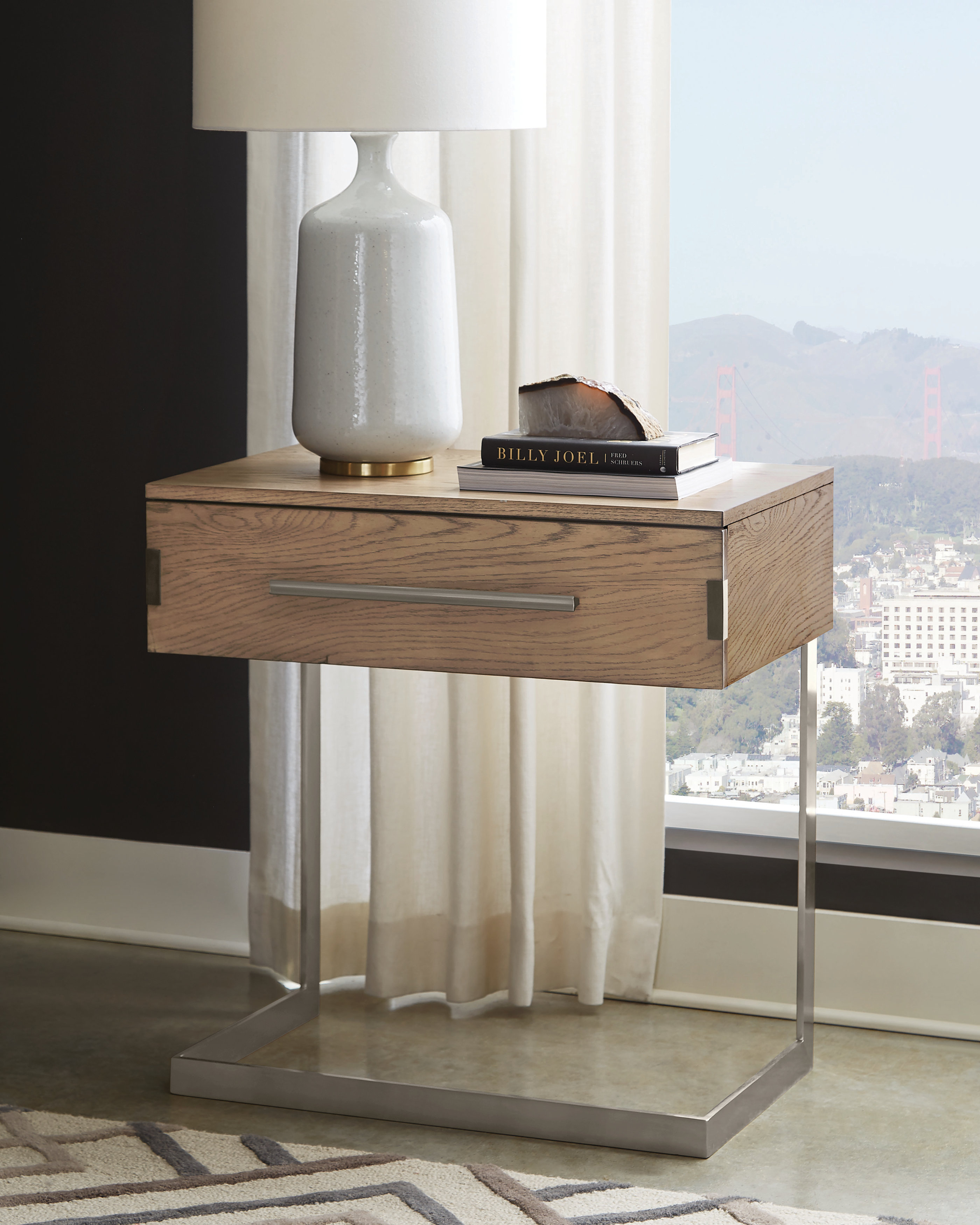 grey and oak lamp table