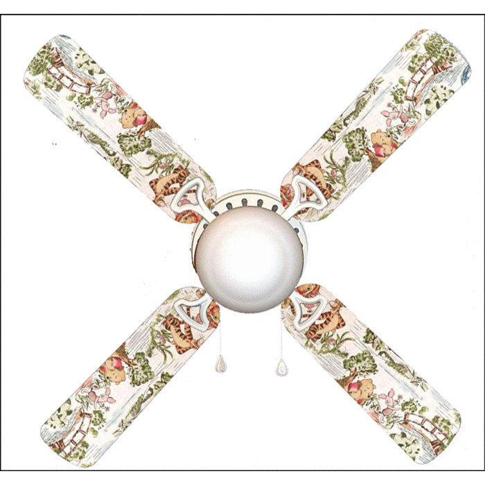 42 Winnie The Pooh Blustery Day 4 Blade Ceiling Fan Light Kit Included