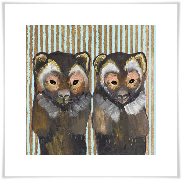 Greenbox Art Pair Of Wolverines On Stripes By Eli Halpin Print