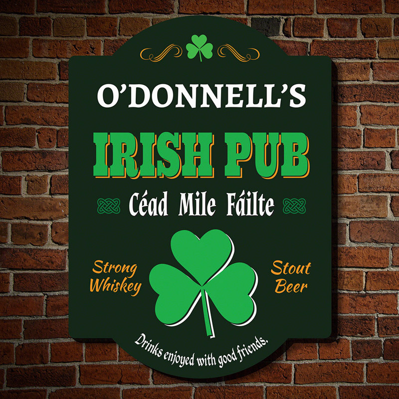 Home Wet Bar Hundred Thousand Welcomes Personalized Irish Pub Sign