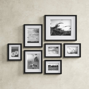 Set of 6-11x14 Black Wood Picture Frames and Clear Glass 