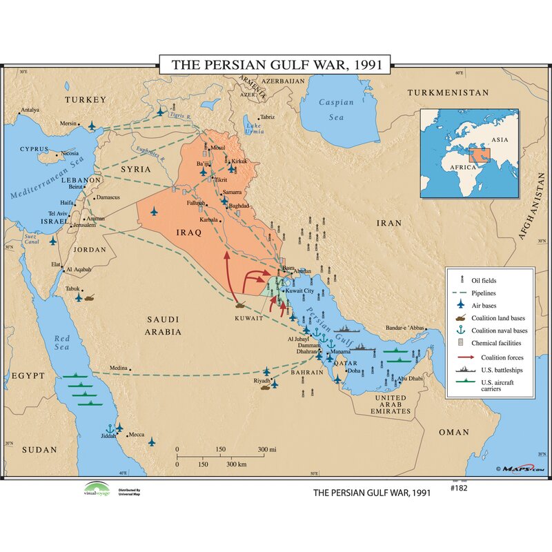 Universal Map World History Wall Maps The Persian Gulf War 1991