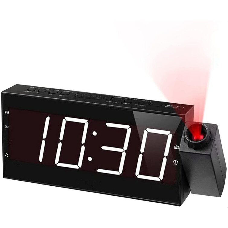 Snooze Alarm Clock Dimmer Timer Backlight LED Projector FM Radio USB Projection 