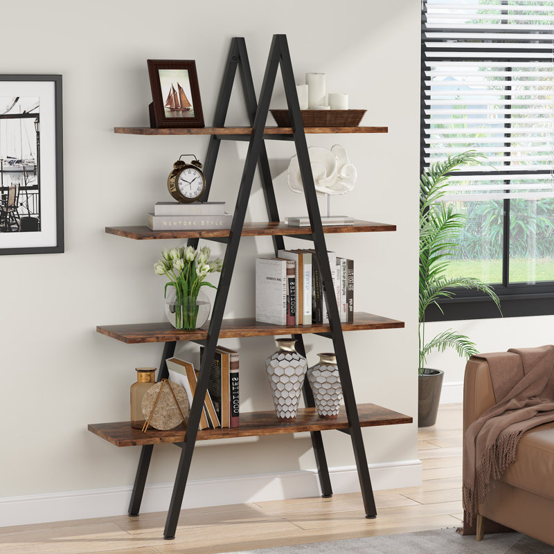 Crissy 65'' H x 35.84'' W Iron Etagere Bookcase Color: Brown