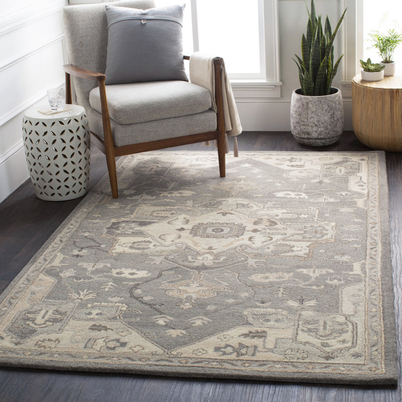 Charlton Home Soderlund Oriental Handmade Tufted Wool Charcoal Taupe Area Rug Reviews Wayfair