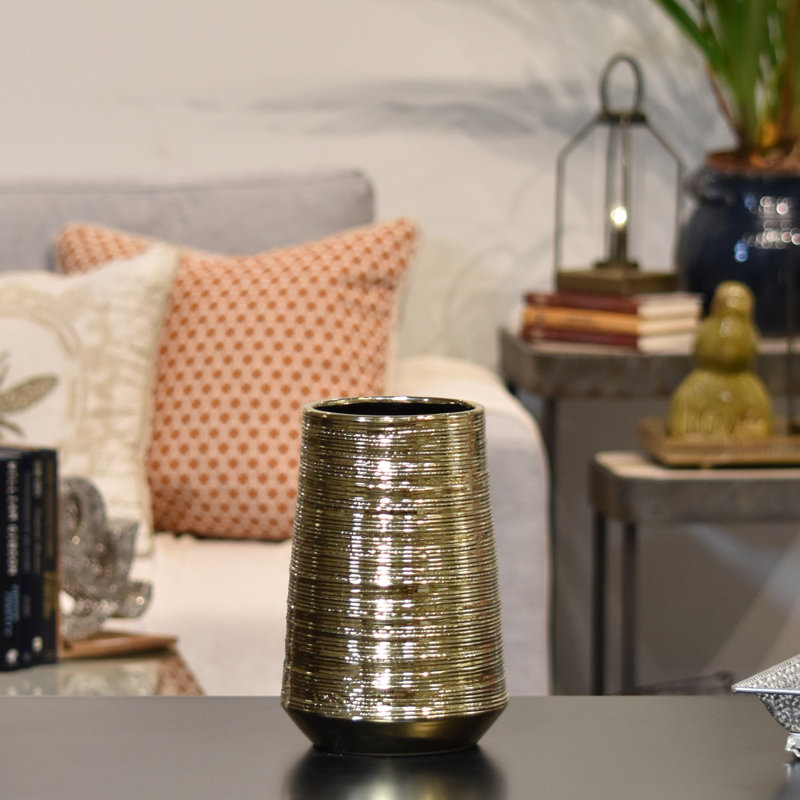 Mercer41 Combed Ceramic Round Table Vase Wayfair