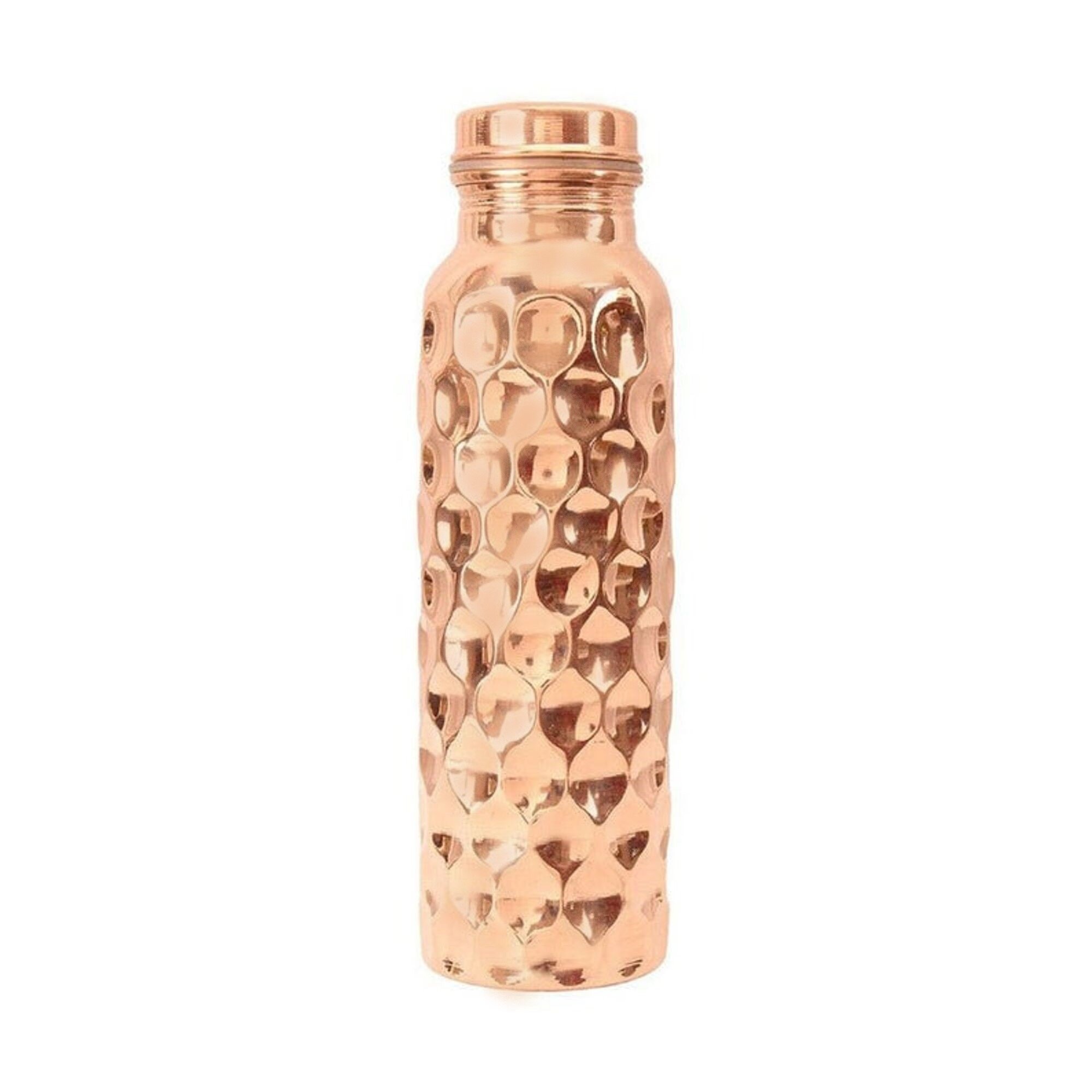Pure Copper Diamond Hammered Design Water Bottle Leak Proof Health Benefit 32 oz 