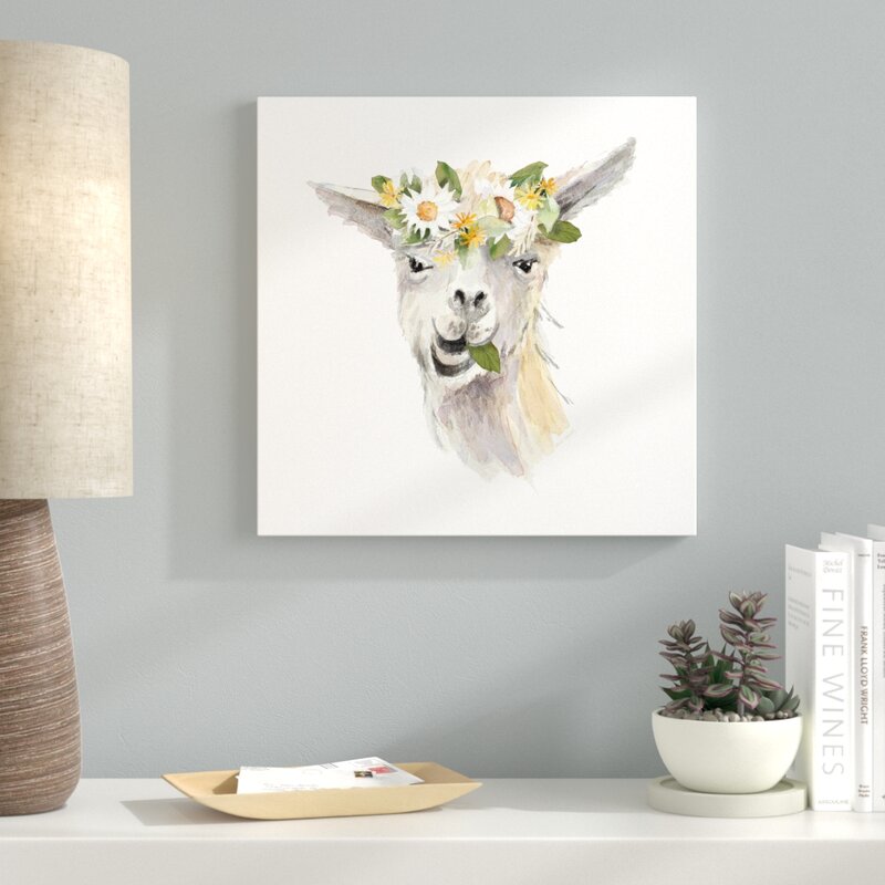 Download Ebern Designs Floral Llama Iii Watercolor Painting Print Wayfair