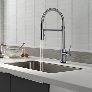 delta trinsic pro single handle deck mounted pull down kitchen delta trinsic pro single handle deck mounted pull down kitchen