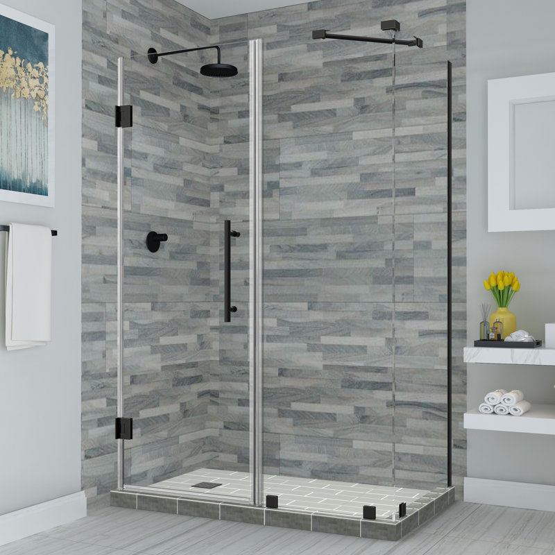 SEN967EZ-MB-582832-10 Bromley Frameless 58.25" x 72" Rectangle Hinged Shower Enclosure