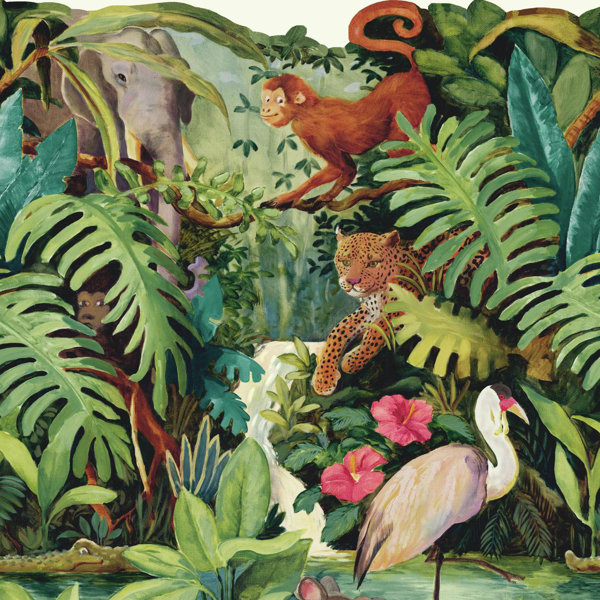Zoomie Kids Lattin Jungle Scenic 15 X 23 88 Tropical Wallpaper Border Wayfair