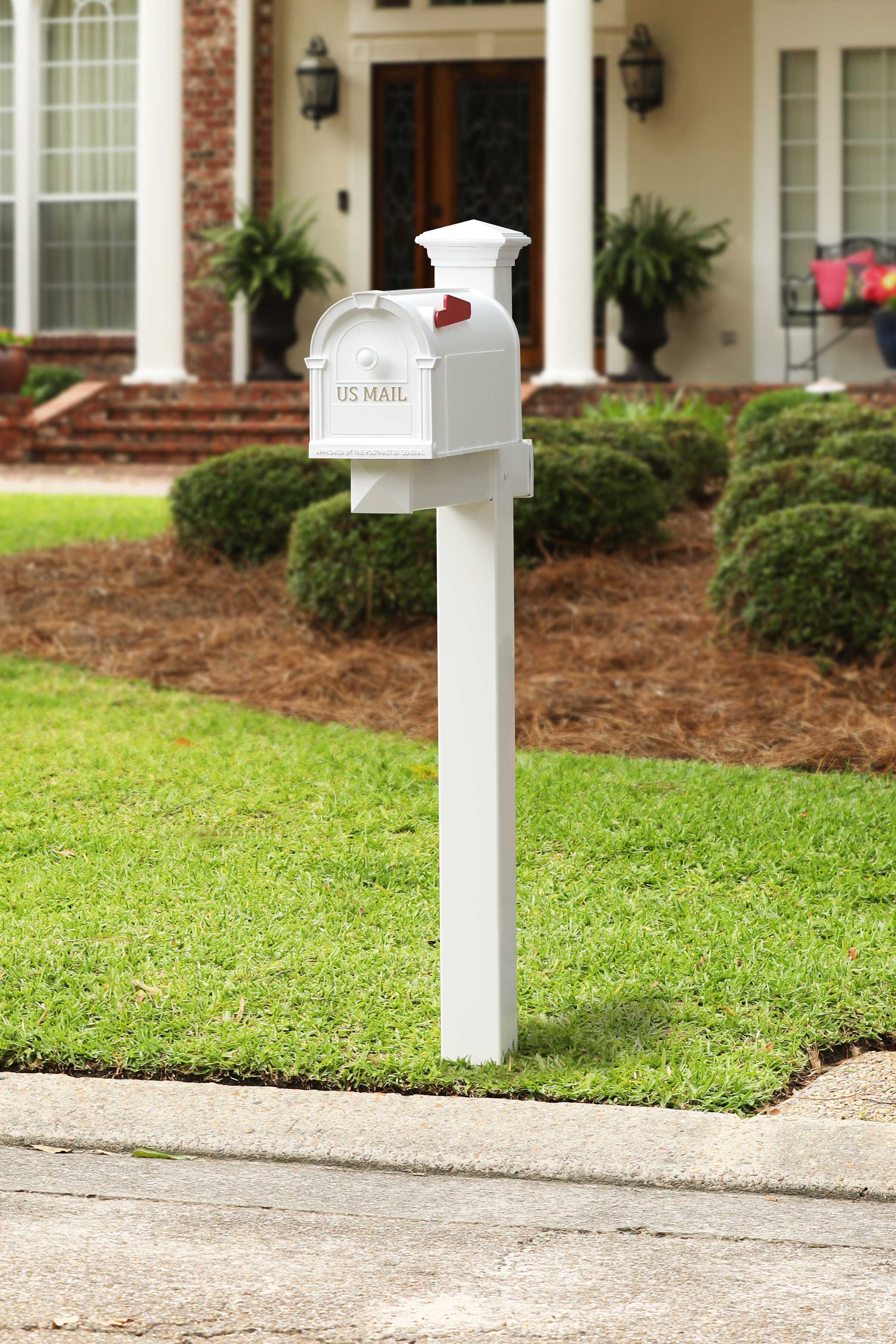 Large Post Mount Mailbox Hampton White Durable Postal US Mail Plastic No Rust