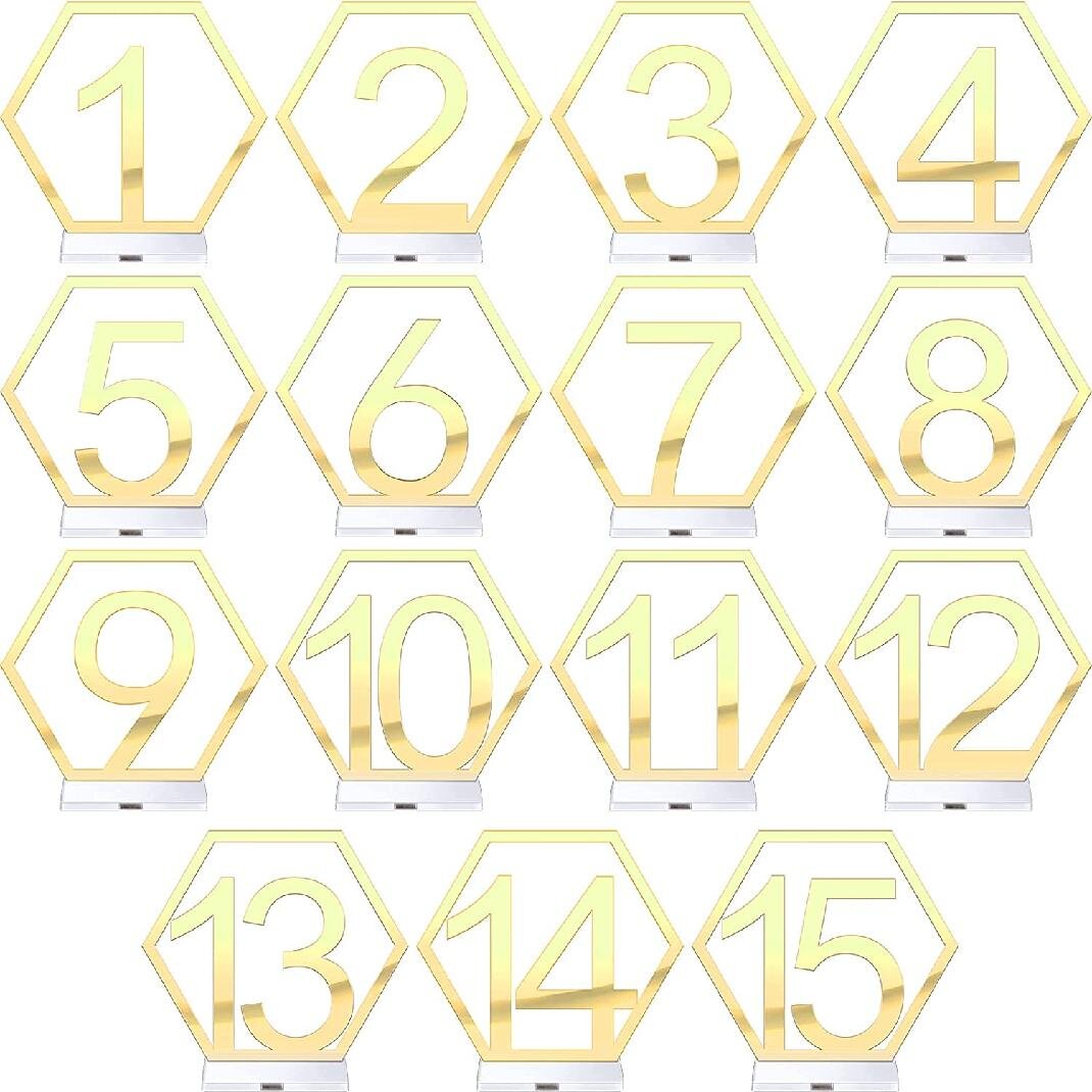 Acrylic Signs Decor Reception Wedding Geometric Table 1-20 Numbers Stand Hexagon 