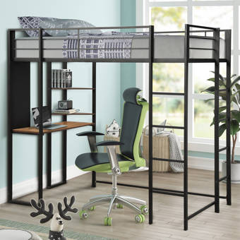 Isabelle Max Tradera Twin Loft Bed With Desk And Shelves Wayfair