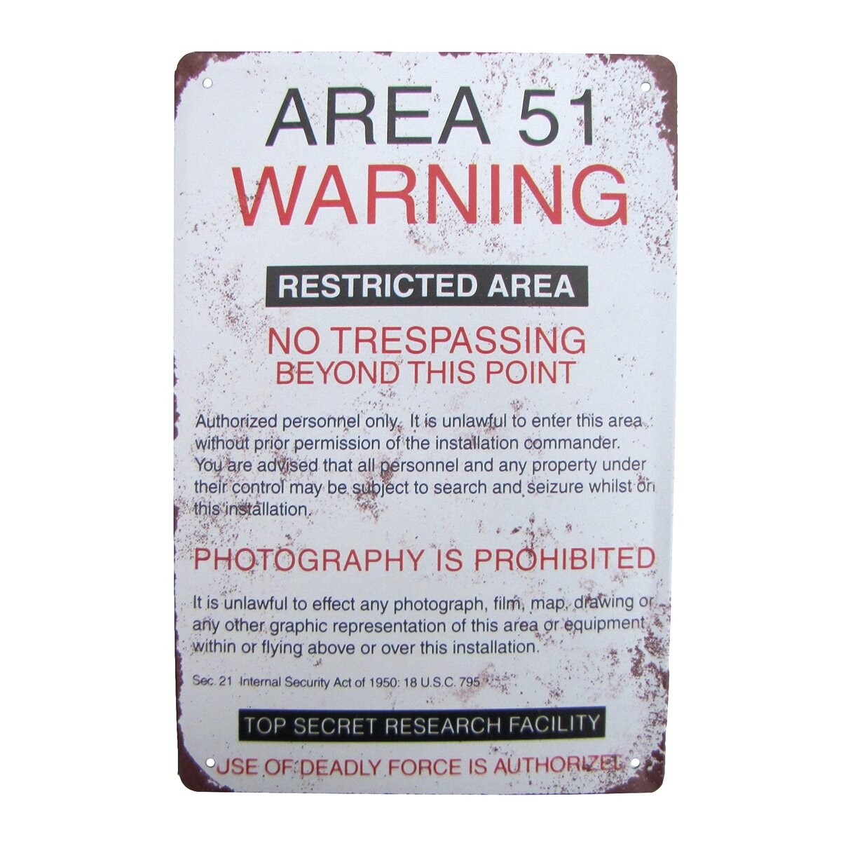 Beware Of Area 51 Rustic Sign SignMission Classic Rust Wall Plaque Decoration 