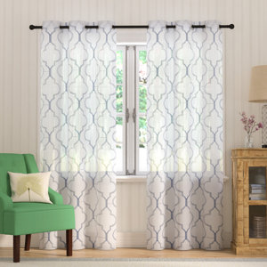 Sorensen Geometric Sheer Grommet Curtain Panels (Set of 2)