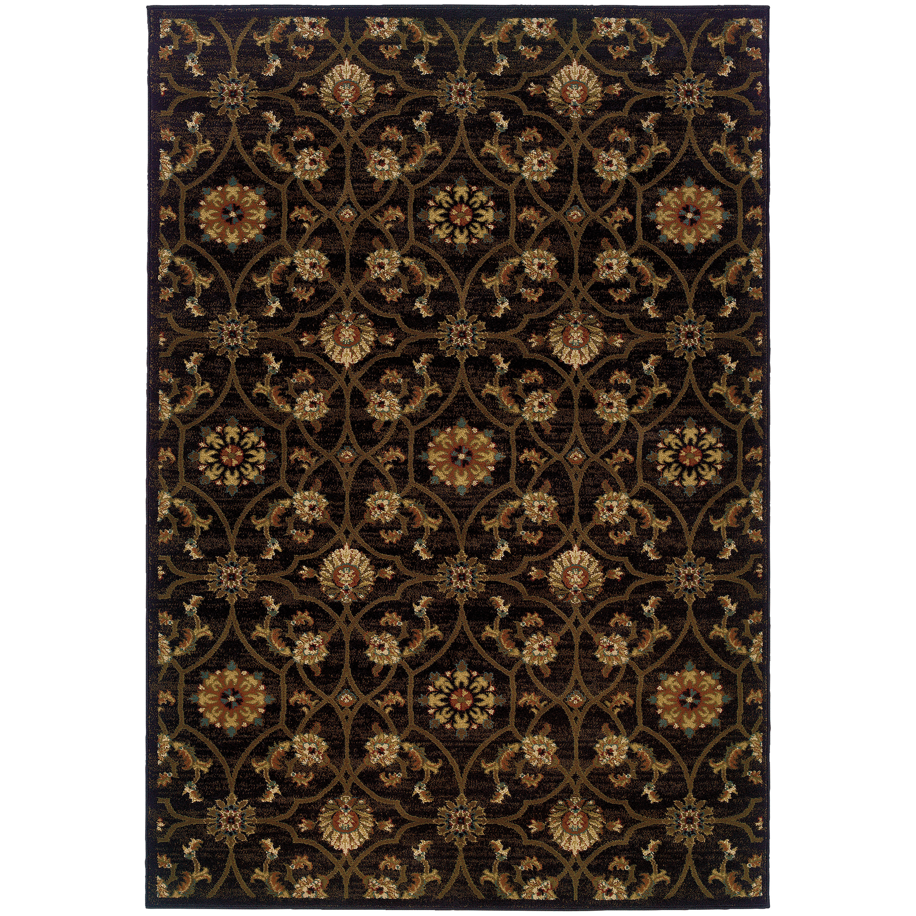 Charlton Home Heavener Floral Handmade Black Brown Area Rug Wayfair