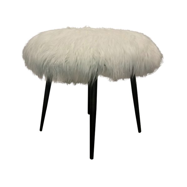 Modern Contemporary White Faux Fur Stool Allmodern