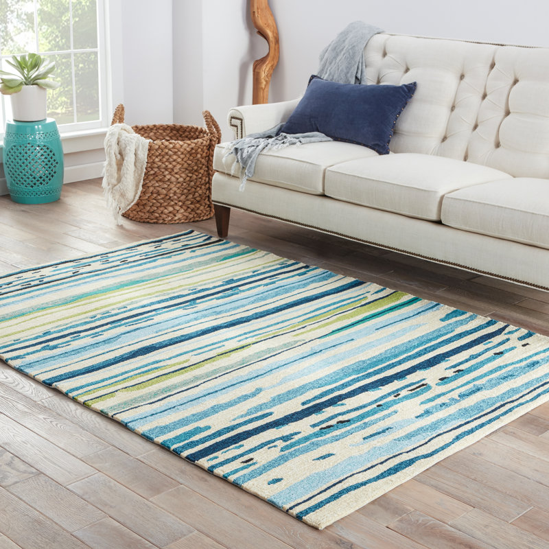 Angelina Hand Hooked Polypropylene Blue Green Outdoor Area Rug Angelina Hand Hooked Polypropylene Blue Green Outdoor Area Rug