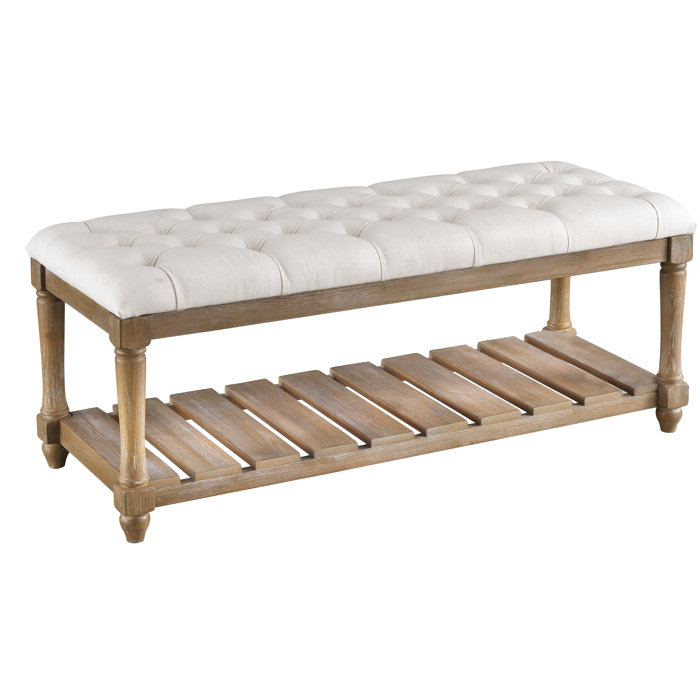 One Allium Way Anahi Wood Shelves Storage Bench Wayfair Ca
